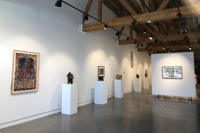 inside of art gallery with white walls