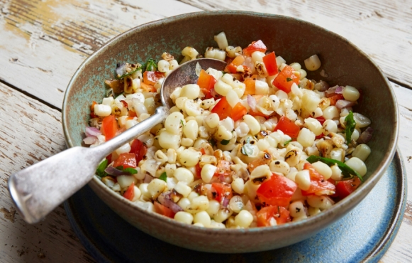Corn salad in the bowl.