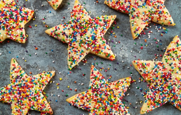 star cookies with colorful sprinkles