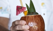 drink in coconut cup